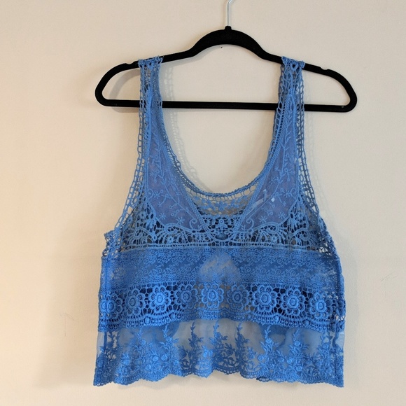 Kimchi Blue Tops - Kimchi Blue Lace Crop Top Coverup Size M/L